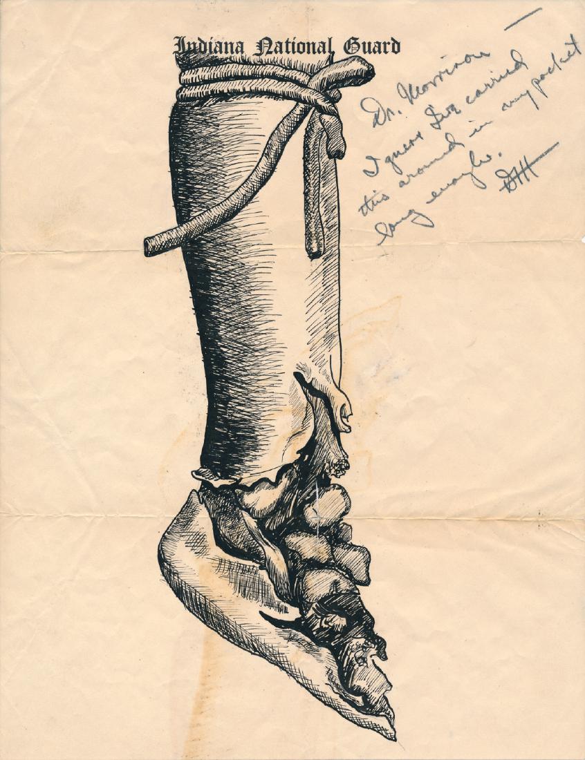 ORIGINAL MEDICAL SKETCH OF A LEG WOUND
