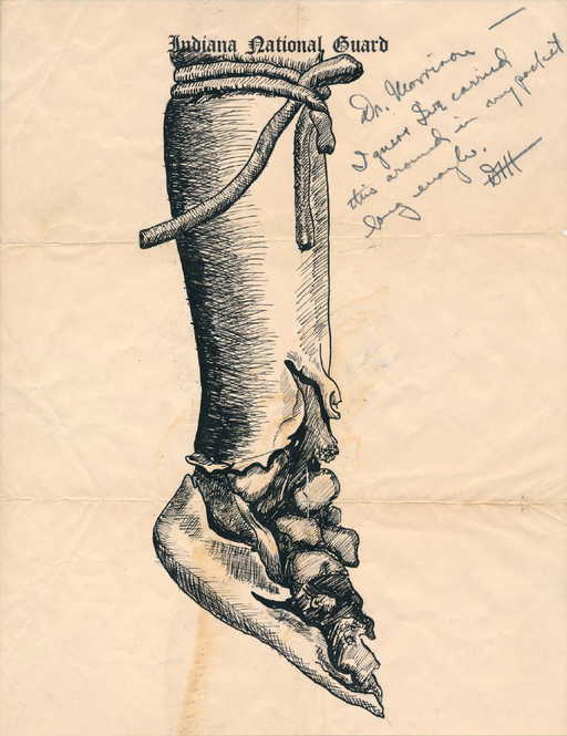 ORIGINAL MEDICAL SKETCH OF A LEG WOUND
