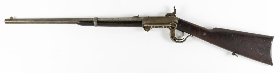 BURNSIDE CAVALRY CARBINE: Fine example of a .54-caliber Burnside cavalry carbine, 21" barrel, 39 1/2" overall, marked with the serial number "35854" on the breech block and the top of the frame before the breech. The top of th