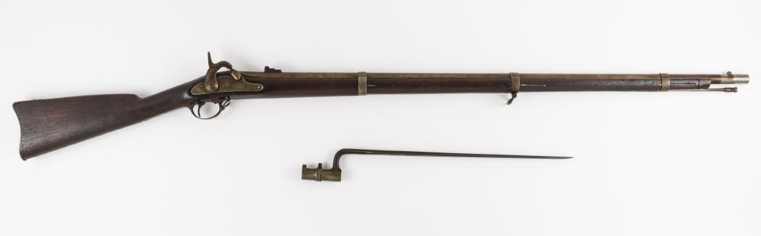 TRENTON CONTRACT MODEL 1861 RIFLE-MUSKET: U.S. Model 1861 rifle-musket, commonly known as the "Springfield" for its predominant place of manufacture, .58 caliber, 40" barrel, 55 1/2" overall, with the lockplate dated "1863" and marked "U.S. T