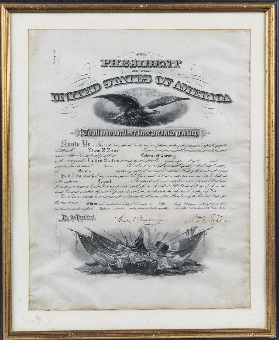 WILLIAM H. TAFT: (1857 - 1930) Twenty-seventh President of the United States and Supreme Court Chief Justice. TAFT APPOINTS A 7TH CAVALRY OFFICER PRESENT AT WOUNDED KNEE Partly-printed D.S. as president, 1p. folio par