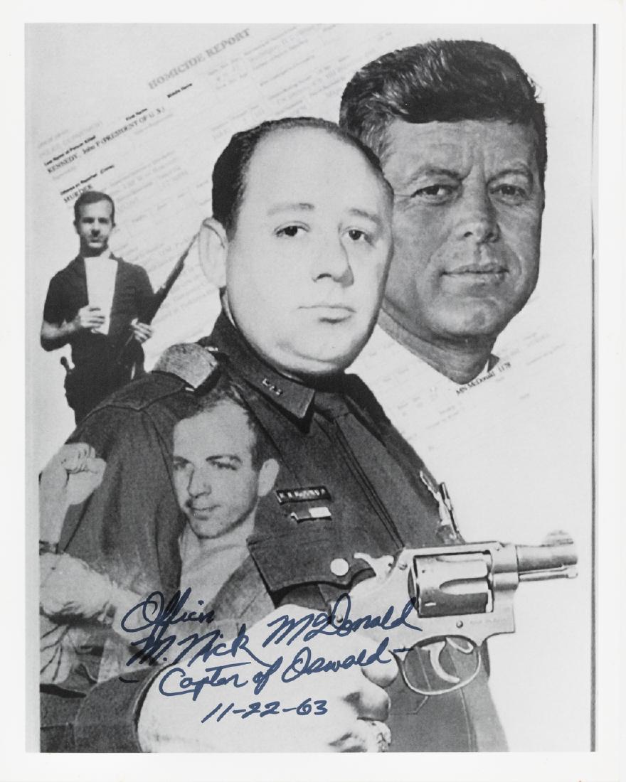 (LEE HARVEY OSWALD) M. NICK MCDONALD: (1928-2005) Dallas police officer, arrested Lee Harvey Oswald shortly after the assassination of President John F. Kennedy. Was later assigned to the Secret Service detail protecting Marina Oswald. Sc