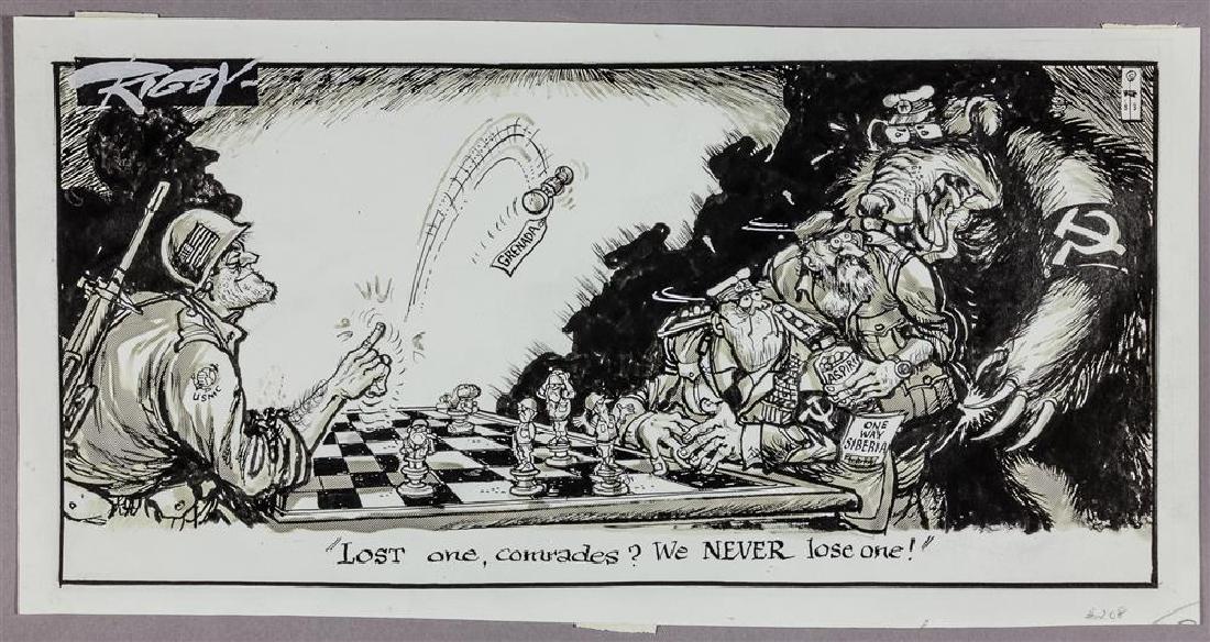 (POLITICAL CARTOON) PAUL RIGBY: (1924 - 2006) Australian cartoonist who worked for newspapers in Australia, the United Kingdom and the United States. He spent eight years on the New York Daily News and for 15 years was the main cart
