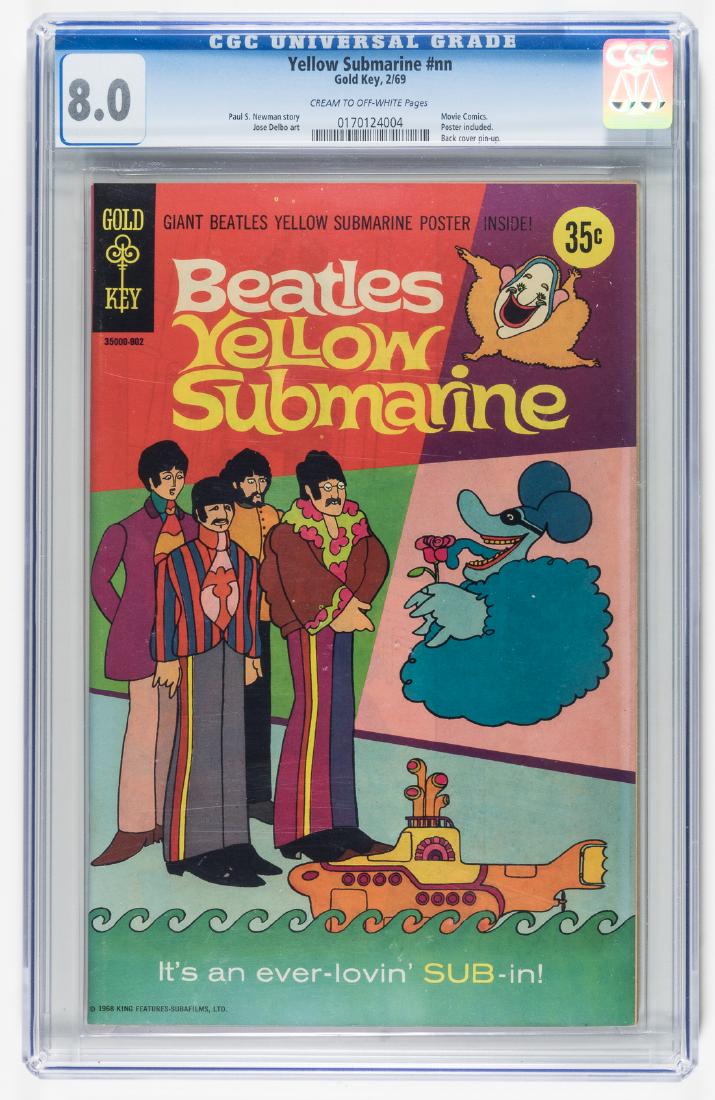 (BEATLES) BEATLES YELLOW SUBMARINE GOLD KEY COMIC BOOK: Scarce 1968 Beatles Yellow Submarine comic book issued by Gold Key, no. 35000-902, copyrighted 1968 by King Features-Subafilms Ltd. and issued February, 1969. The covers are near perfect, and the orig