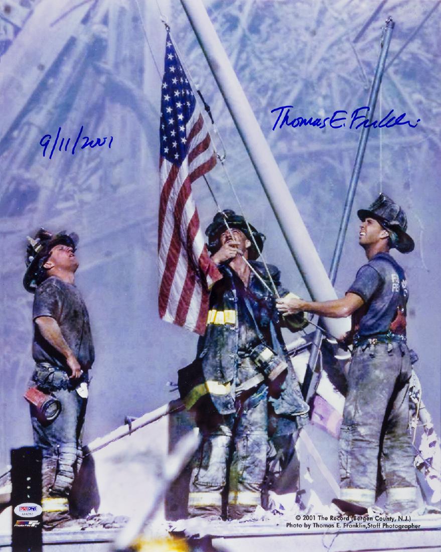 THOMAS E. FRANKLIN: American photographer best known for his photograph "Raising the Flag at Ground Zero", which depicts firefighters raising the American flag at the World Trade Center after the September 11, 2001 attac