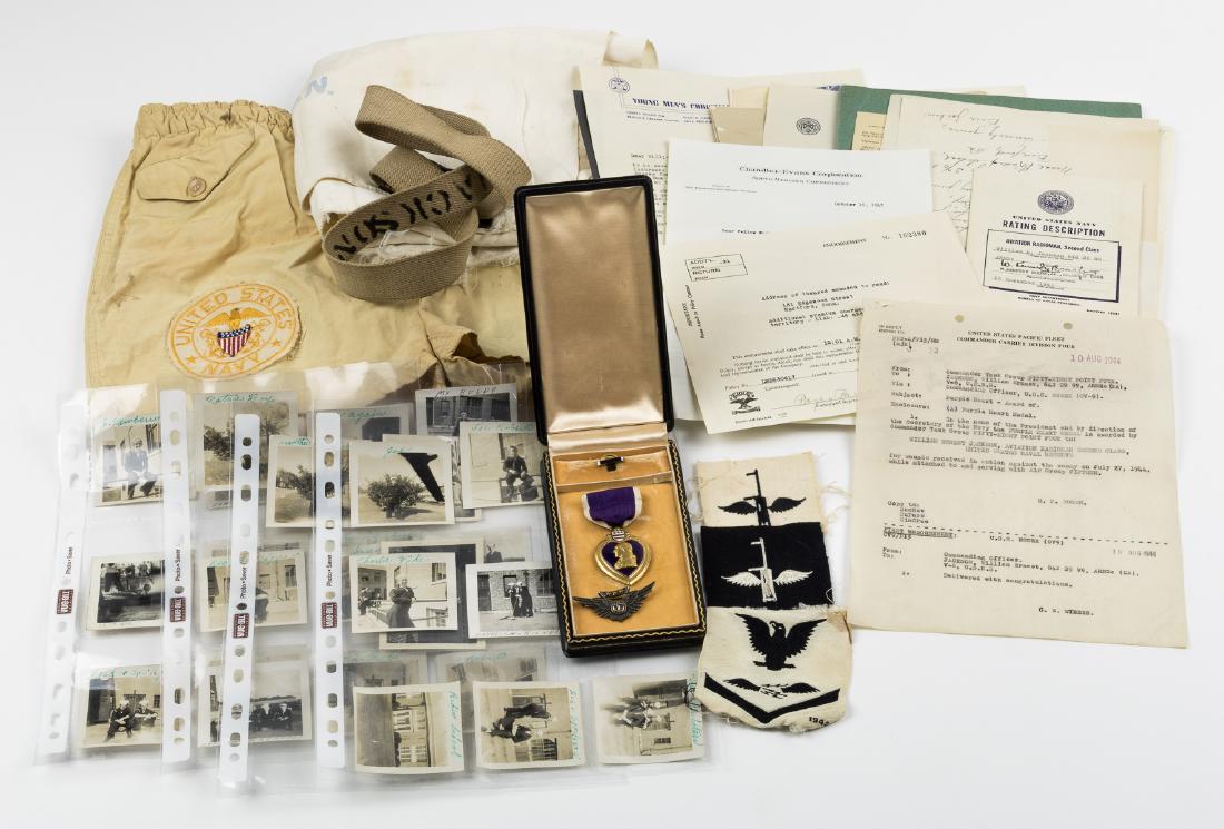 USS ESSEX "FABLED FIFTEEN" RADIOMAN'S GROUPING: Excellent document and relic grouping from Aviation Radioman 2nd Class William E. Jackson, a veteran of the "Fabled Fifteen" who flew with Torpedo Squadron 15 aboard the USS ESSEX from at least April 