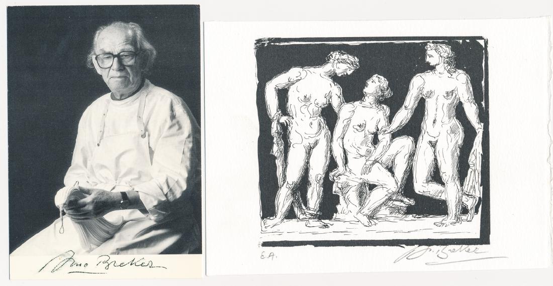 ARNO BREKER: (1900 - 1991) German sculptor, best known for his public works in Nazi Germany, which were endorsed by Nazis as the antithesis of so-called "degenerate art". More than 90% of his public work was destr
