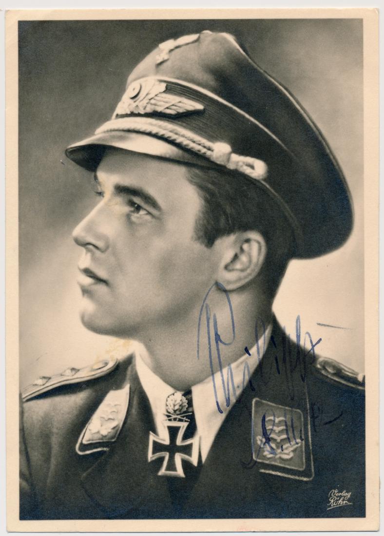 HANS PHILLIPP: (1917 -1943) Luftwaffe fighter ace credited with 206 kills, awarded the Knights Cross with Oak Leaves and Swords. Killed when he was shot down over Bremen and his parachute failed to open. Rare war-da