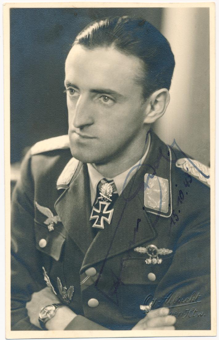 HERMANN GRAF: (1912 - 1988) Luftwaffe World War II fighter ace, served on both the Eastern and Western Fronts and credited with 212 victories, 202 of which were on the Eastern Front. First to achieve 200 aerial vic