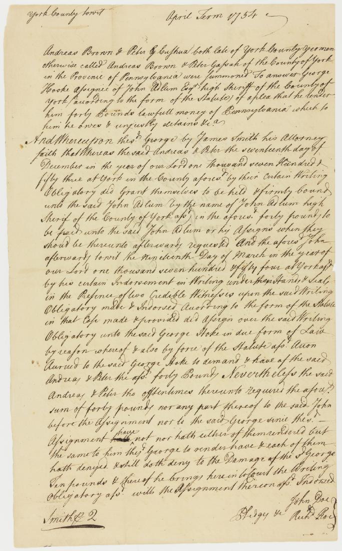 JAMES SMITH: (1720 - 1806) Signer of the Declaration of Independence, raised the first volunteer company in Pennsylvania for the purpose of resisting Great Britain, seconded Rush's motion to issue a declaration of