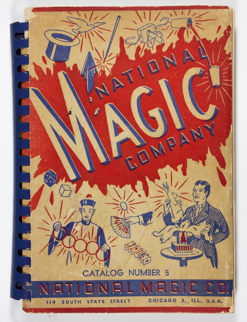 NATIONAL MAGIC COMPANY CATALOG: Interesting printed catalog produced by the National Magic Company of Chicago, 1944, 294pp. 8vo., featuring detailed explanations and illustrations of the magic tricks and props advertised. Shows mino