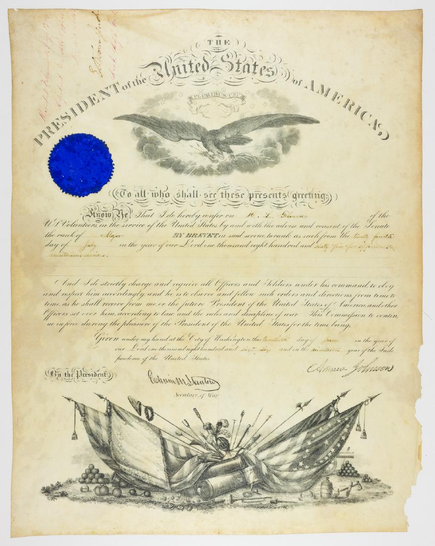 (ANDREW JOHNSON): (1808-1875) Seventeenth President of the United States who came to office following the death of Abraham Lincoln. A squabble with Stanton along with his Reconstruction policies led to an impeachment b