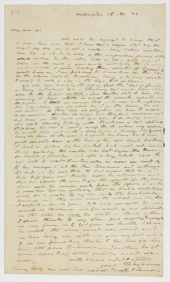 SAM HOUSTON BEATS A CONGRESSMAN: SAMUEL D. INGHAM (1779 - 1869) Secretary of the Treasury under Andrew Jackson, labored to resolve conflicts between Jackson, who wanted the Bank of the United States destroyed, and the Bank's presiden