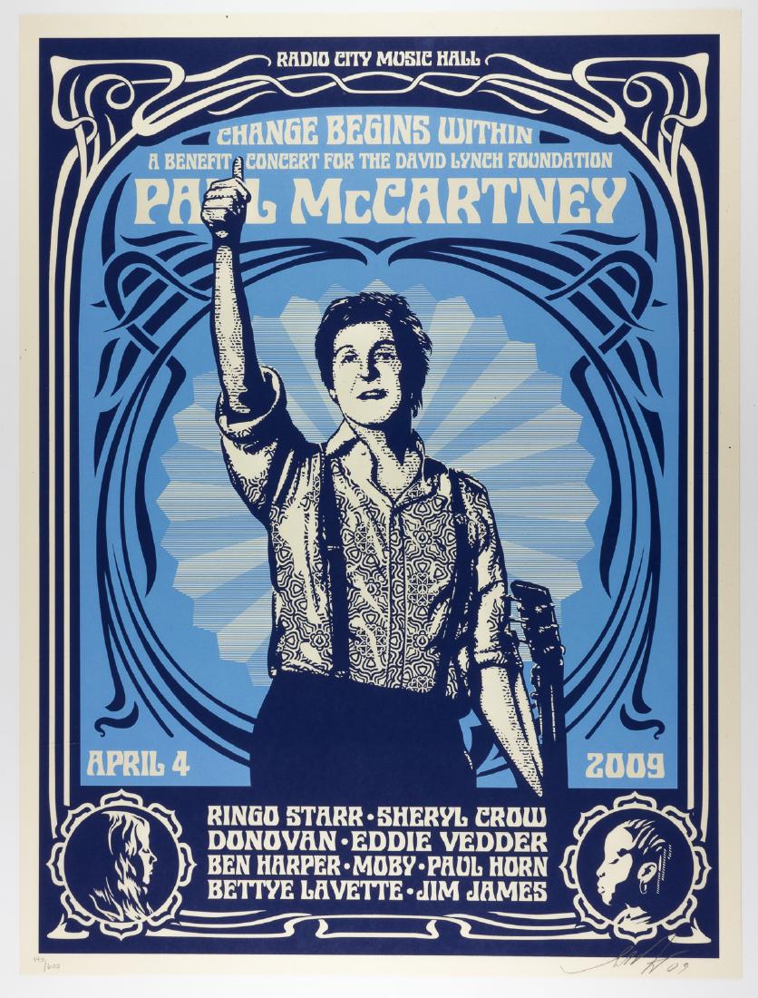 SHEPARD FAIREY: (b. 1970) American contemporary street artist, graphic designer, activist and illustrator, best known for his "Andre the Giant Has a Posse" (â€¦OBEYâ€¦) sticker campaign, and for his iconic "H