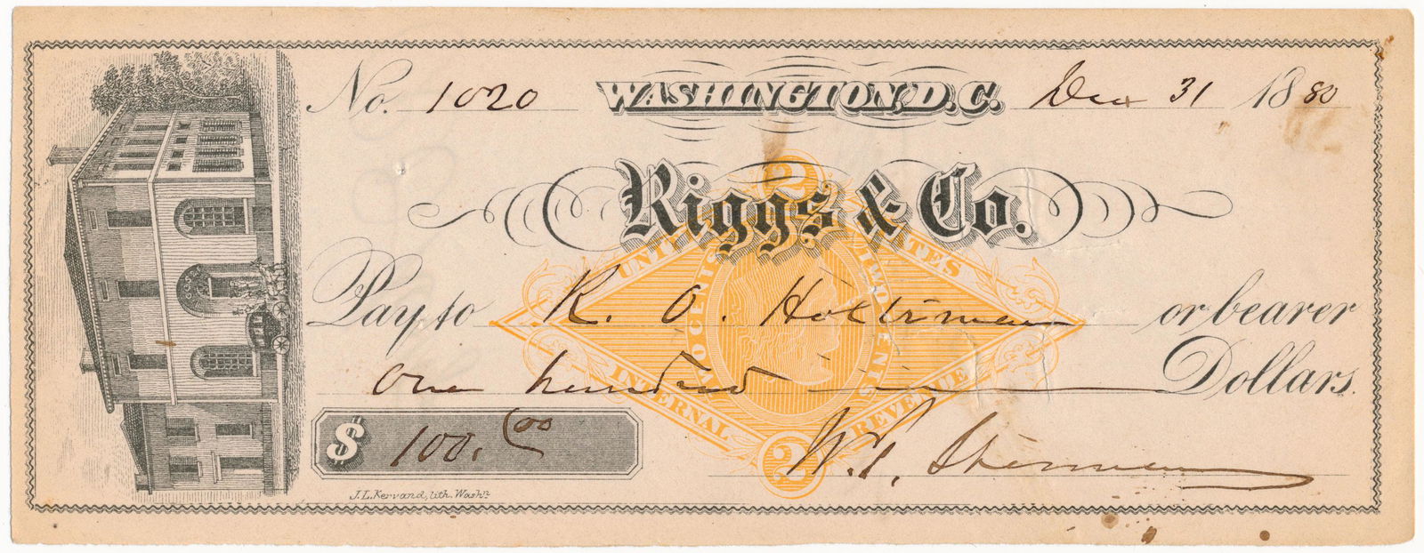 WILLIAM T. SHERMAN: (1820-1891) Union major general declared by the press to be 'insane', he led his army in their March to the Sea, taking Atlanta, Savannah and Columbia along the way. Partly-printed D.S. 'W.T. Sherman'