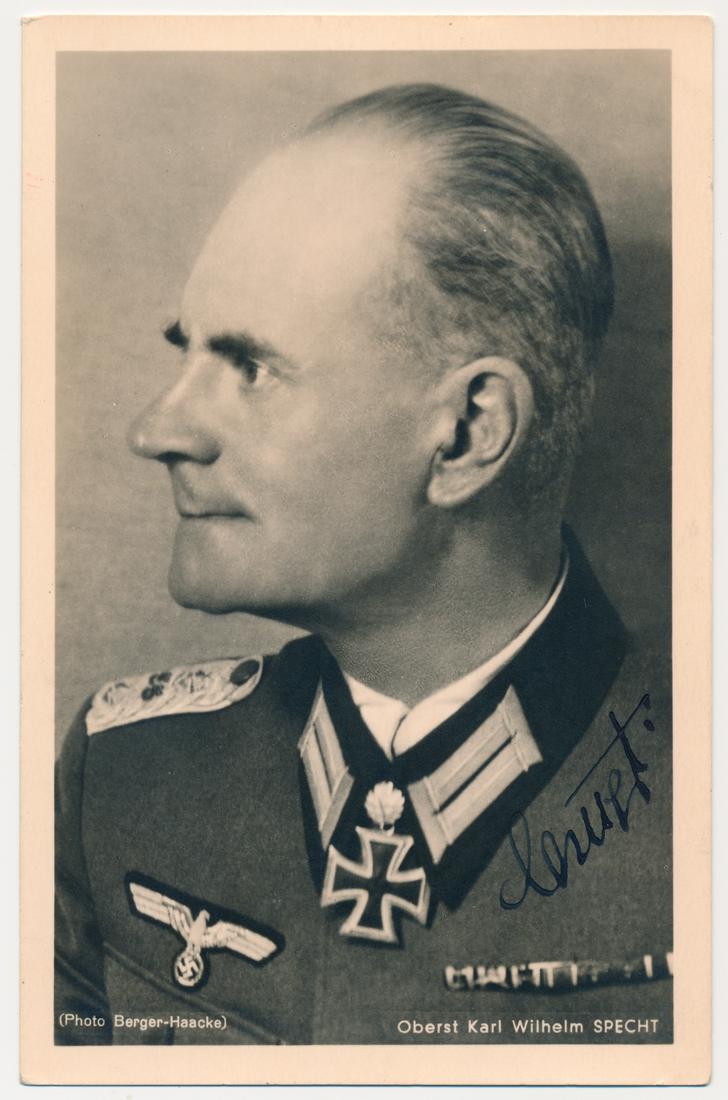 KARL-WILHELM SPECHT: (1894 - 1953) Wehrmacht infantry general, recipient of the Knight's Cross with Oak Leaves. Served on the "Court of Military Honor" which tried officers suspected of involvement in the July 20th assass