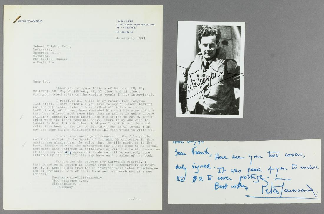 PETER TOWNSEND: (1914 - 1995) R.A.F. ace and Equerry to King George VI and Elizabeth II, best known for his ill-fated romance with Princess Margaret. Despite his distinguished career, as a divorced man there was no c
