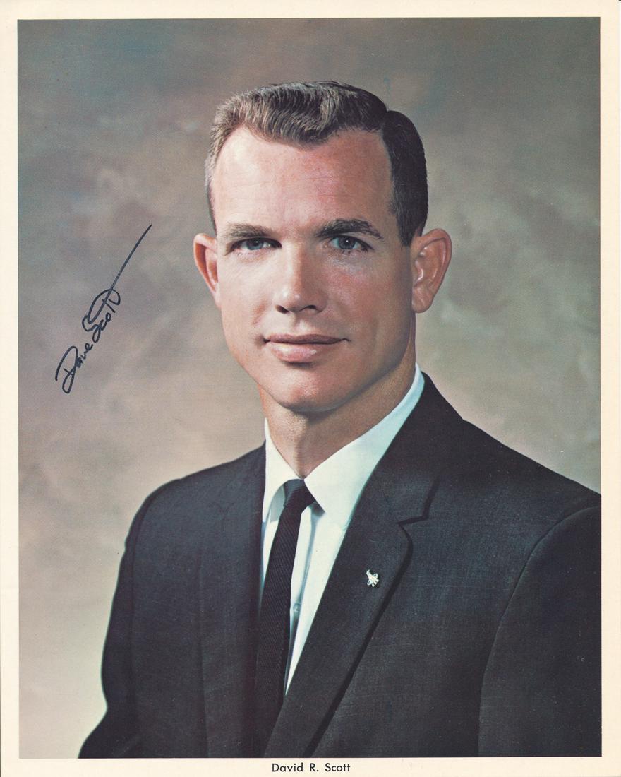 DAVID SCOTT: (b. 1932) American astronaut, the seventh person to walk on the moon and the first person to drive the Lunar Rover there. S.P., 8"Â x 10"Â color, an official NASA portrait captioned"David R. Scott"�