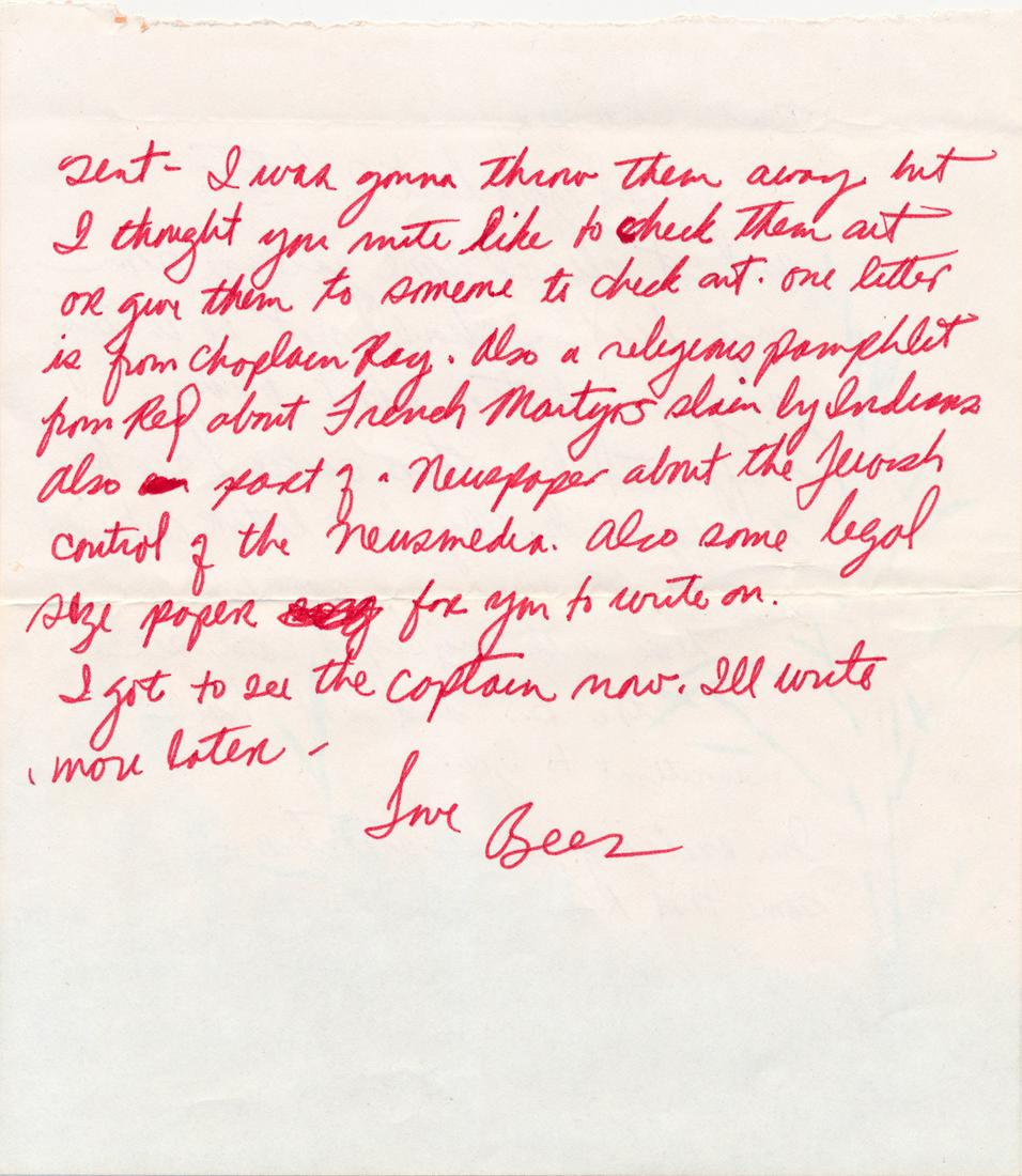 SANDRA GOOD WRITES TO CHARLES MANSON: (b. 1944) Long-time member of the Manson Family and a close friend of Lynette "Squeaky" Fromme. Good was in jail with Mary Brunner for attempting to use stolen credit cards when the Tate/La Bianca mur