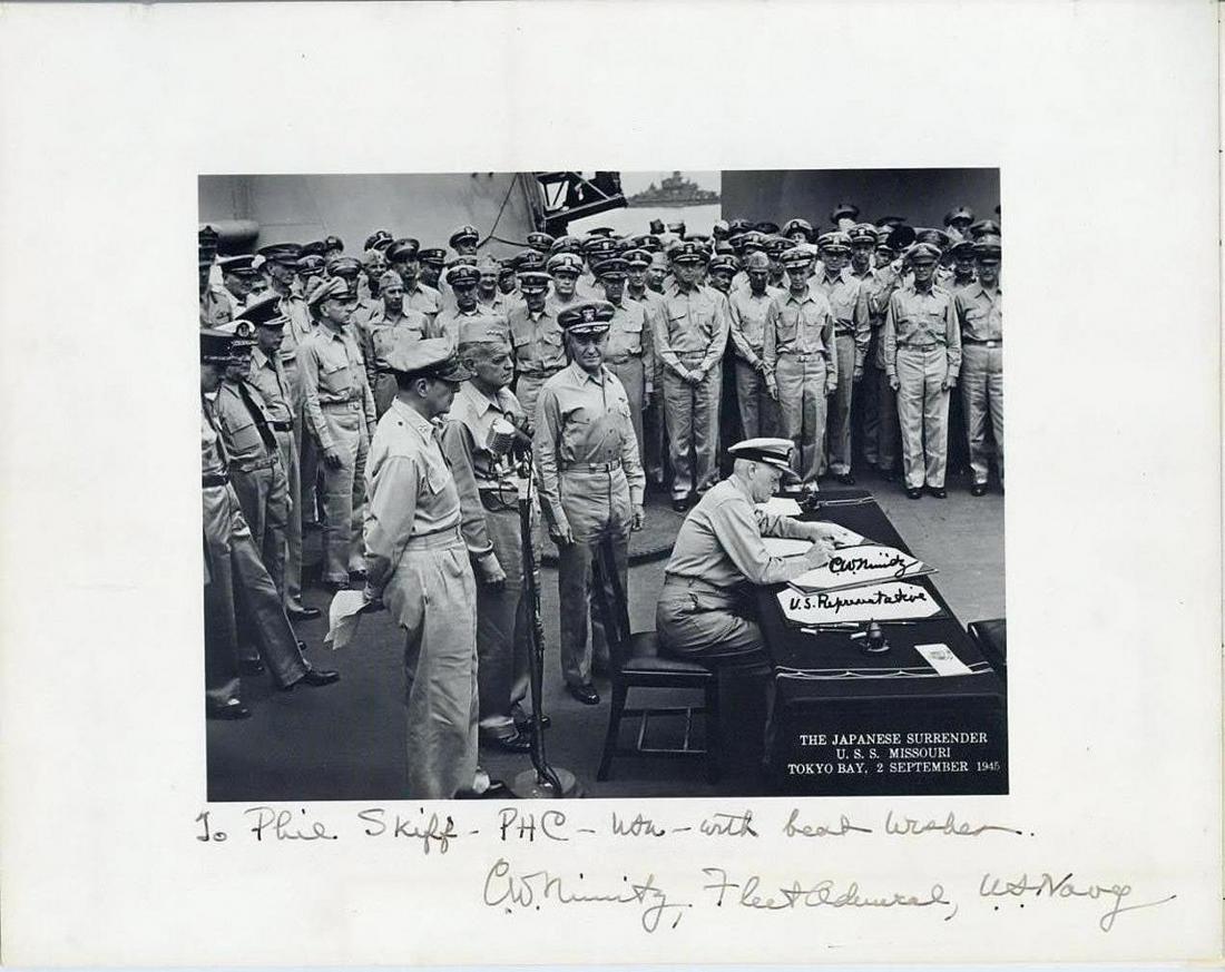 A PHOTOGRAPH OF THE JAPANESE SURRENDER ABOARD THE USS (1 of 3)