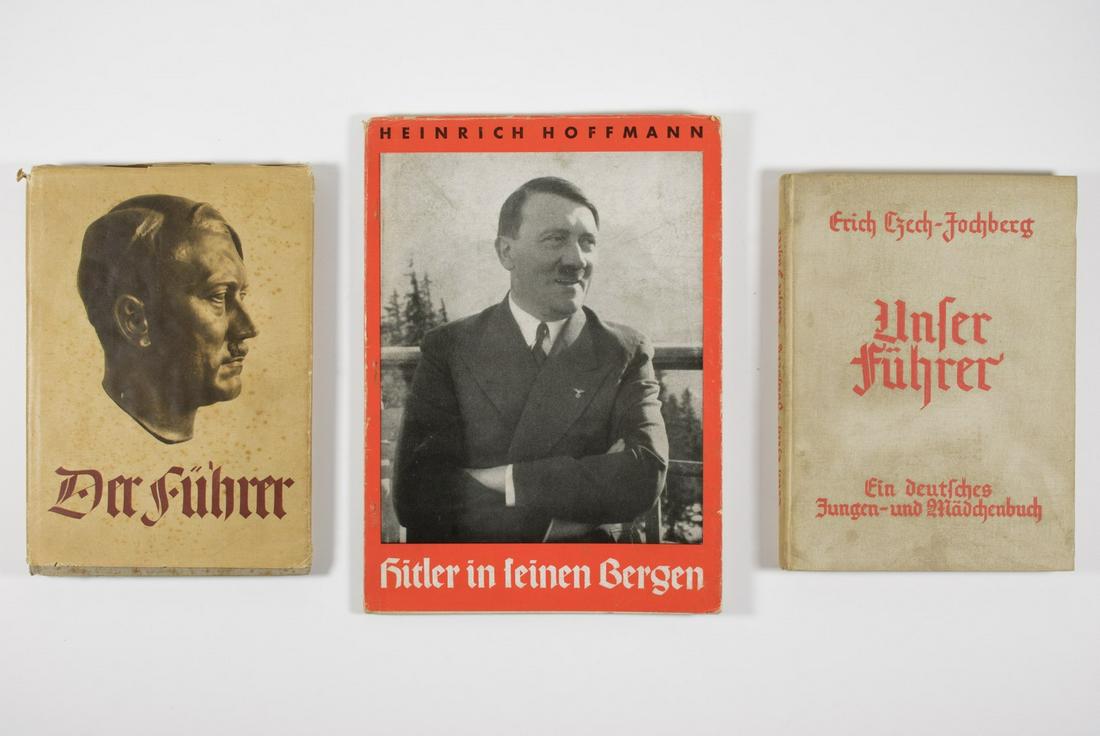 ADOLF HITLER BOOKS GROUPING: ADOLF HITLER BOOKS GROUPINGLot of three books about Adolf Hitler includes: â€œHitler in Seinen Bergen” by photographer Heinrich Hoffmann with foreword by Hitler Youth leader Baldur von Schir