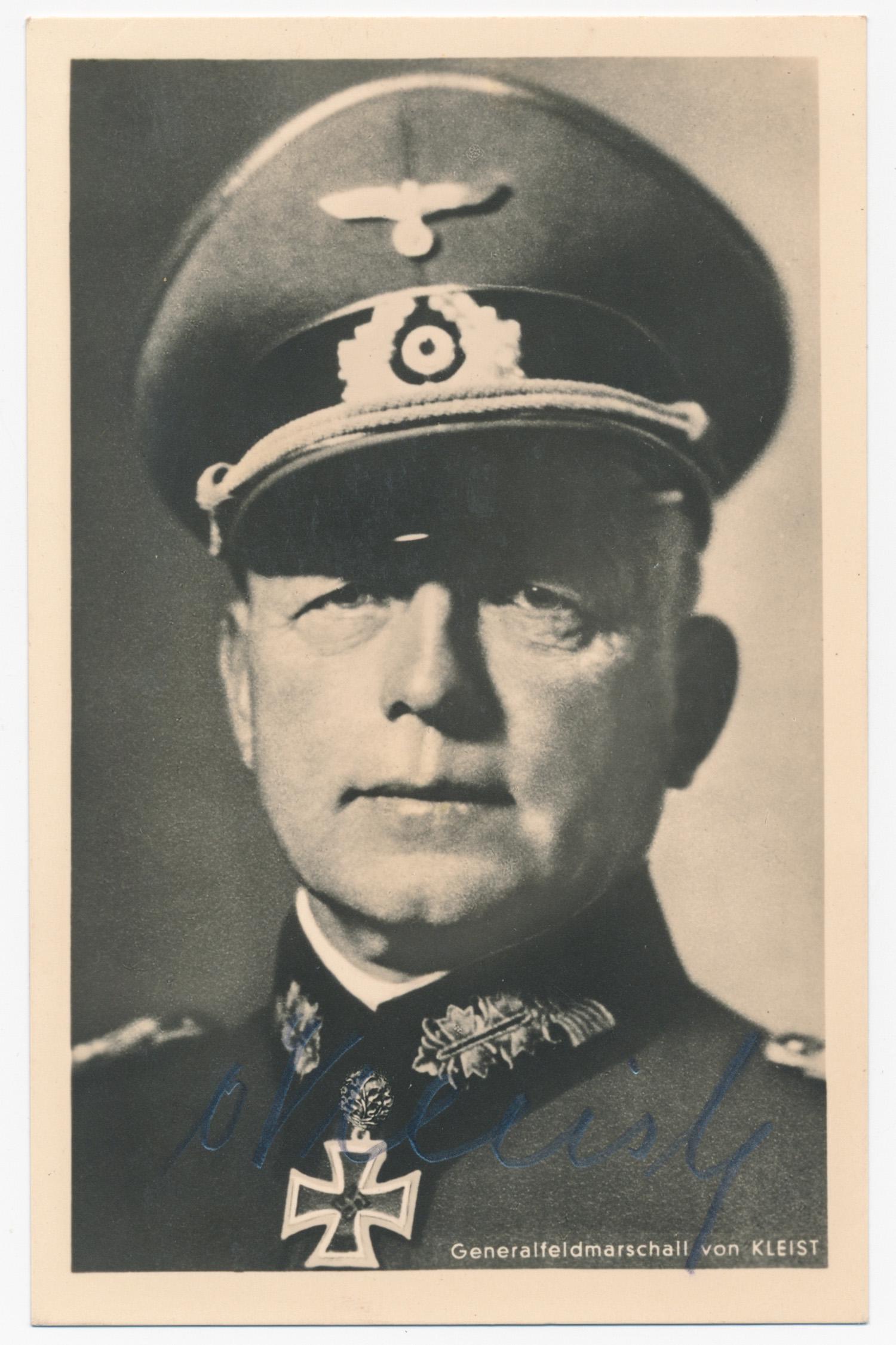 PAUL EWALD VON KLEIST: (1881 - 1954) German military officer, the top Panzer commander in the German Army and superior to Guderian and Hoth, invaded France and later the Ukraine where he was captured by the Russians. S.P. 3
