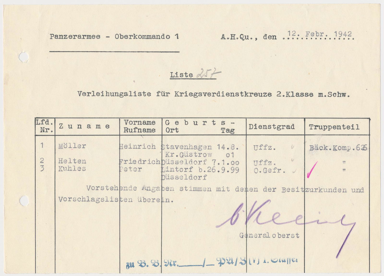 PAUL EWALD VON KLEIST: (1881 - 1954) German military officer, the top Panzer commander in the German Army and superior to Guderian and Hoth, invaded France and later the Ukraine where he was captured by the Russians. War-da