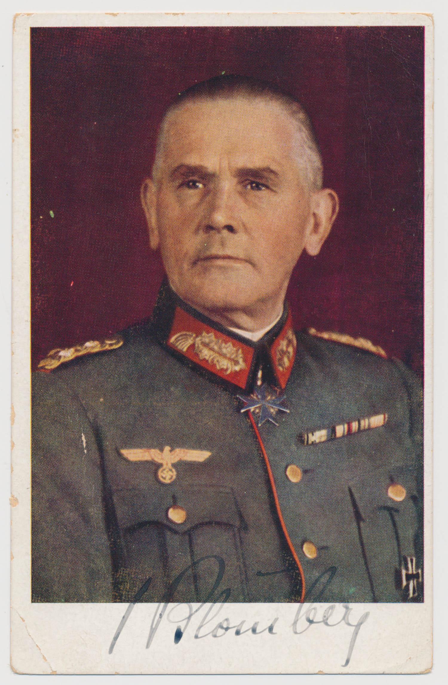WERNER VON BLOMBERG: (1887 - 1946) Minister of Defense and Supreme Commander of the German Armies early in Hitler's regime, resigned following accusations that he had married a prostitute. Fine lot of two items, includes: