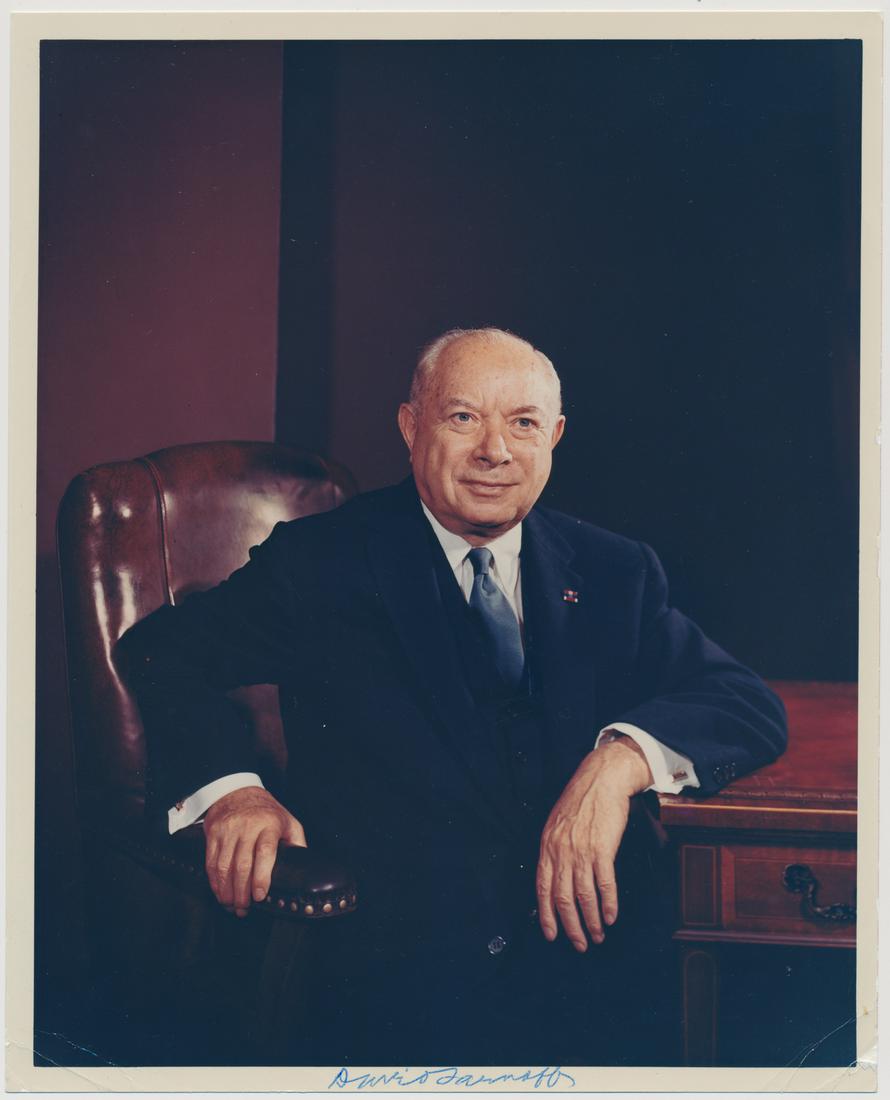 DAVID SARNOFF: (1891 - 1971) Russian-American businessman and pioneer of American radio and television. Throughout most of his career, he led the Radio Corporation of America (RCA) in various capacities from shortly
