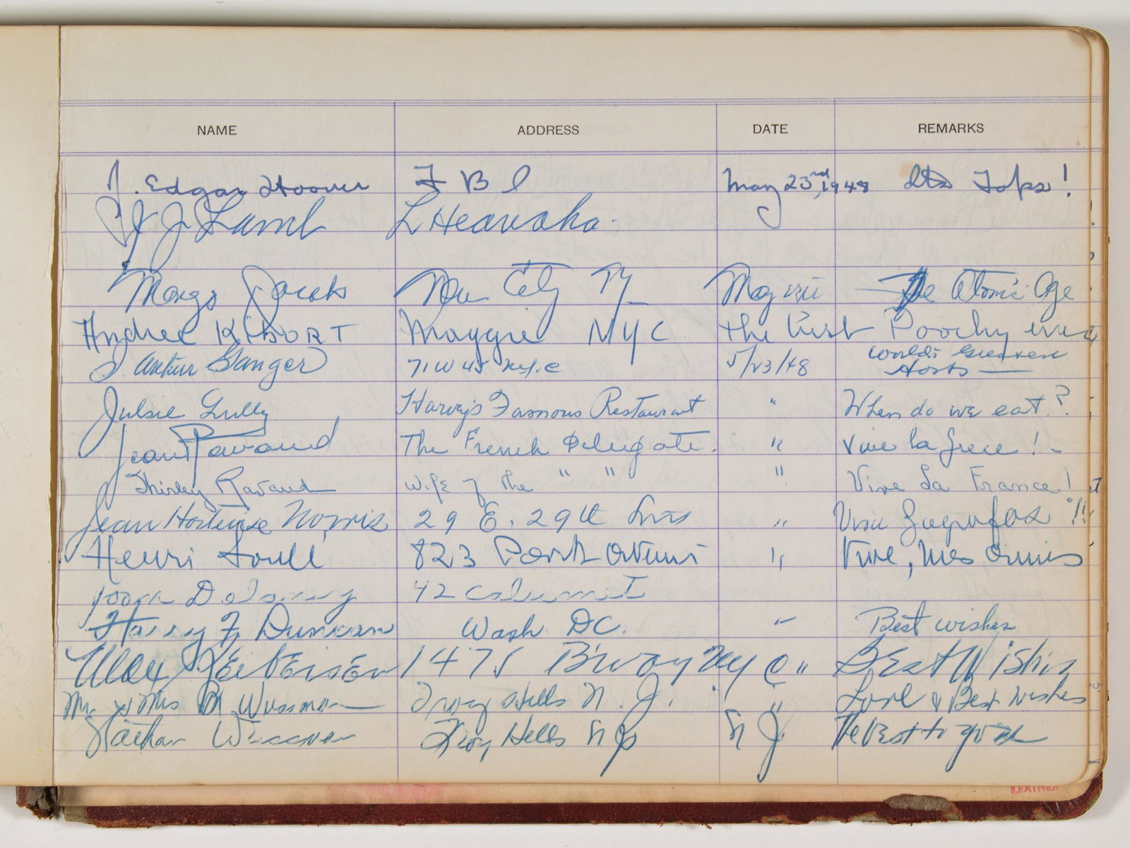 J. EDGAR HOOVER AND CLYDE TOLSON: Good pair of signed items from controversial FBI Director J. EDGAR HOOVER (1895 - 1972) and his Associate Director and supposed lover CLYDE TOLSON (1900 - 1975), related to the collection of George Za