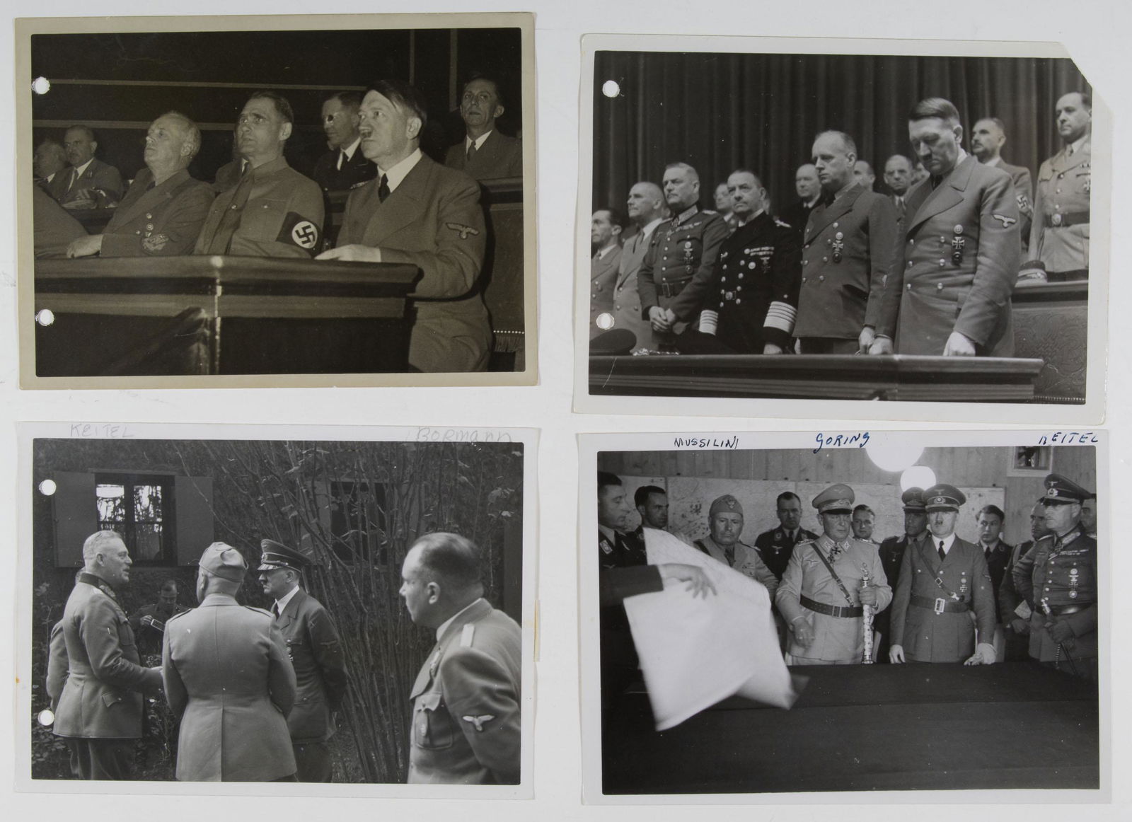 ADOLF HITLER GERMAN PRESS PHOTOGRAPHS (14): Fine lot of 14 press photographs of Adolf Hitler, all 5 x 7 in. b/w, 11 of which are credited to the studio of Heinrich Hoffmann, with many bearing captions. According to our consignor, these photos w