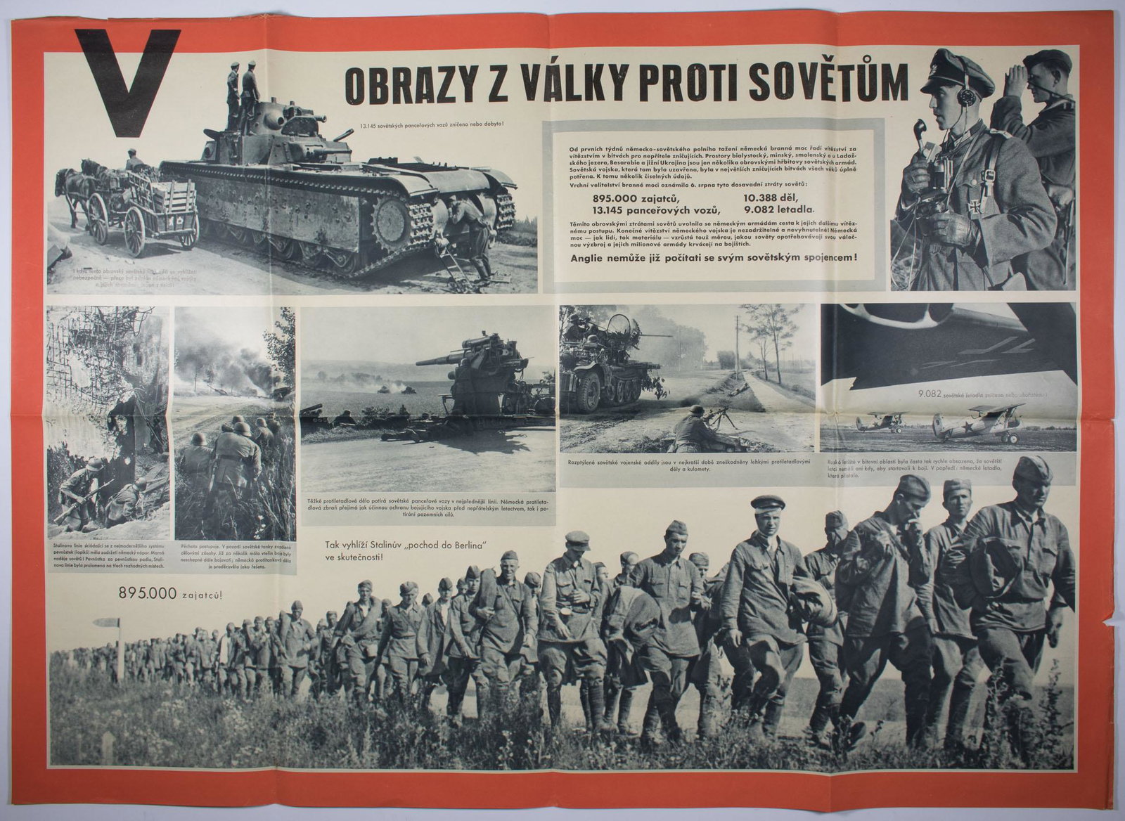 CZECH ANTI-BOLSHEVIK POSTERS (3): Good group of three anti-Bolshevik posters in Czech, 34 x 24.5 in., bearing numerous images of the barbarity of Russian soldiers, the horrors caused by Russian Bolshevism, and depictions of German and
