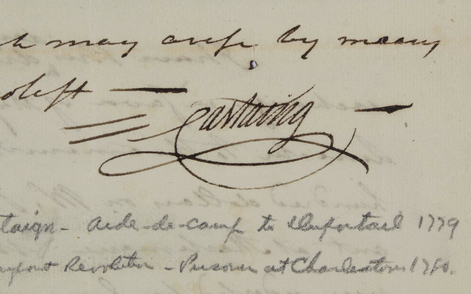 PETER CASTAING: (1740 - 1800) French volunteer, aide de camp to French Gen. Louis Duportail. Present at Valley Forge and taken prisoner at Charleston in 1780. Duportail and Castain were with Washington at Valley Forg