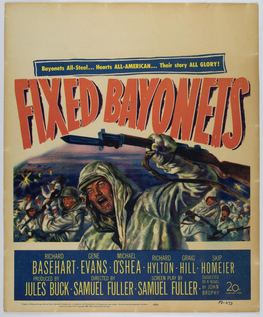 KOREAN WAR MOVIE POSTERS (3): Great lot of three Korean War movie posters, including advertisements for the following films: 'Steel Helmet', 14 x 36 in., ca. 1951, the first American film about the war, captioned 'TIMELY as today'