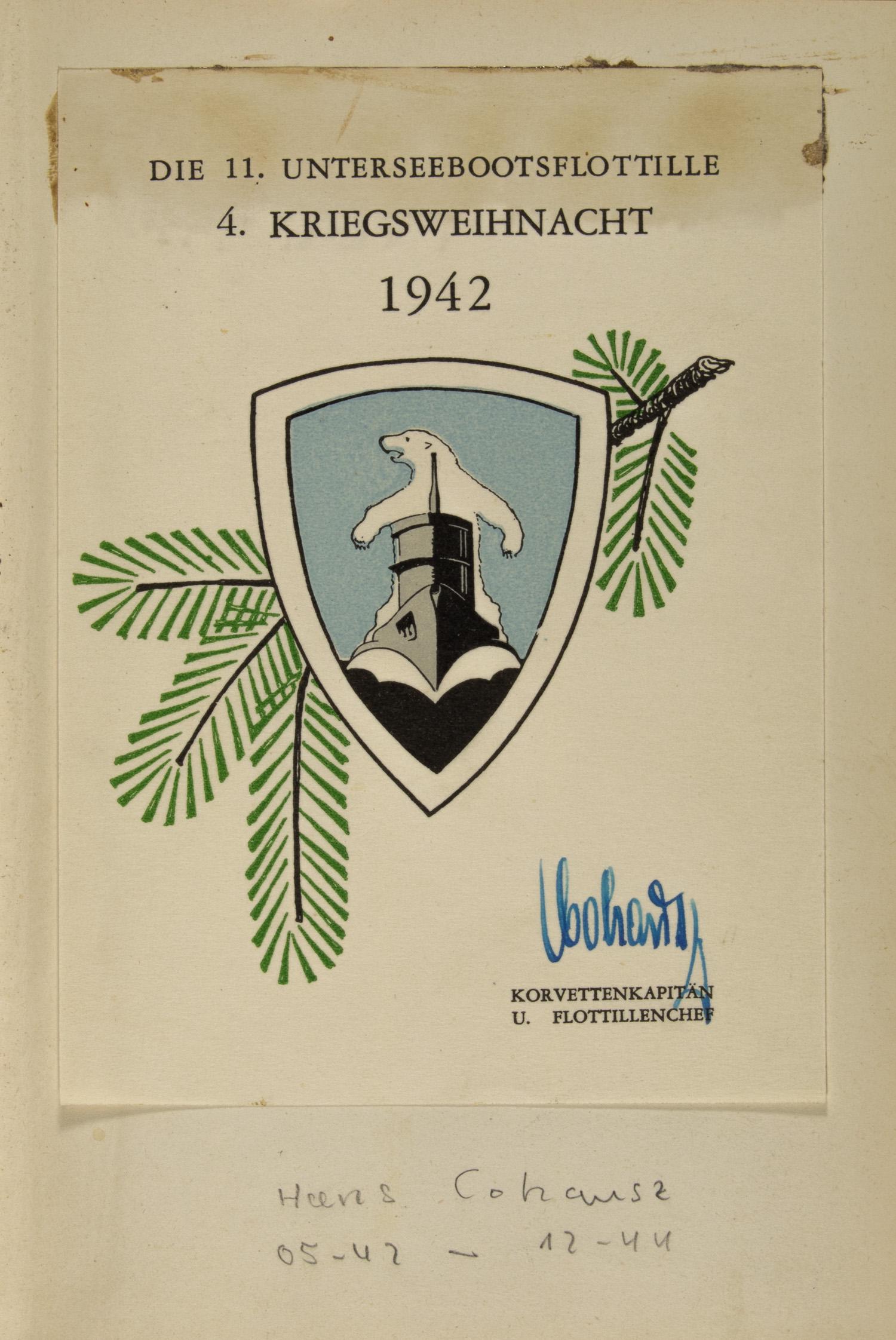 HANS COHAUSZ: (1907 - ?) Commander of the 11th U-Boat Flotilla based in Bergen, Norway, 1942-44, previously commanding U-A on four patrols for 142 days from the outbreak of the war. He was credited with seven sinki
