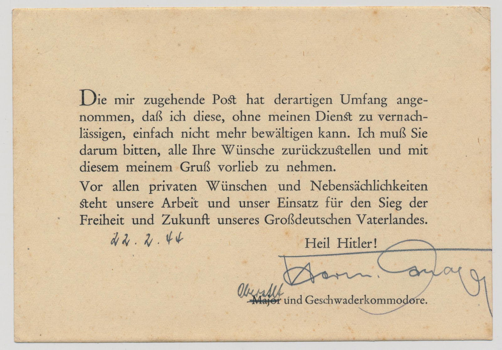 HERMANN GRAF: (1912 - 1988) Luftwaffe World War II fighter ace, served on both the Eastern and Western Fronts and credited with 212 victories, 202 of which were on the Eastern Front. First to achieve 200 aerial vic