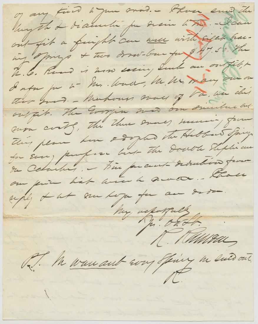 ROBERT RANSOM: (1828-1892) Confederate major general who fought at Antietam and Fredericksburg, later relieved of command due to illness. Brother of fellow Confederate general Matthew Ransom. A.L.S. on Union Car Man