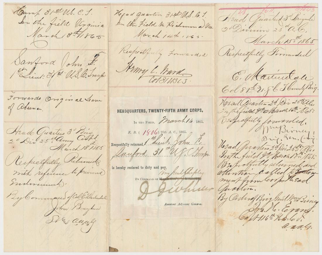 WILLIAM BIRNEY: (1819 - 1907) Union brigadier general who often commanded companies of color troops, fought at Second Bull Run, Chantilly and Fredericksburg. Brother of fellow Union general David B. Birney. Signed en
