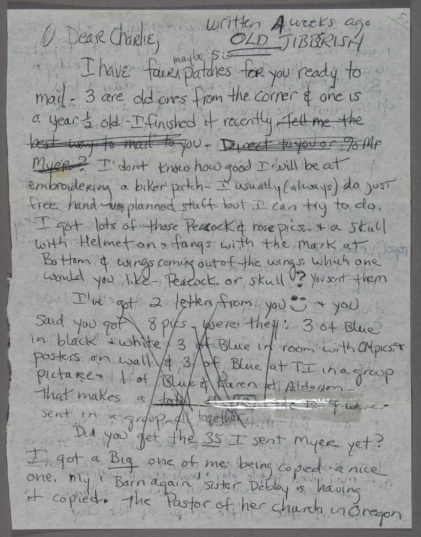 SANDRA GOOD LETTER TO CHARLES MANSON: (b. 1944) A long-time member of the Manson Family and a close friend of Lynette 'Squeaky' Fromme. Good was in jail with Mary Brunner for attempting to use stolen credit cards when the Tate/La Bianca m