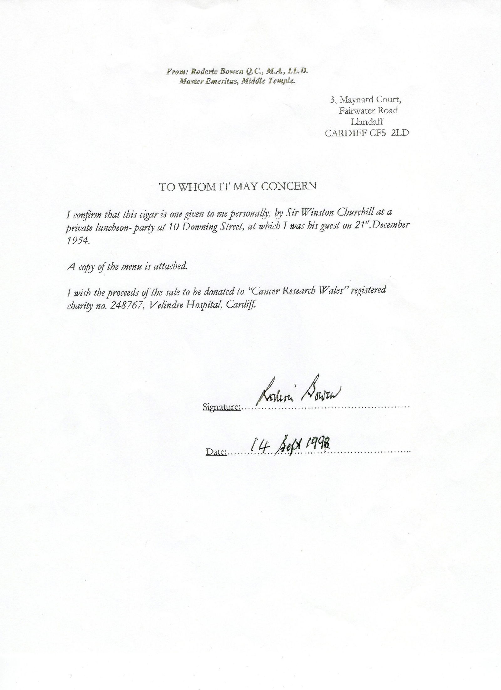 A CIGAR AND CUSTOM CASE OWNED BY WINSTON CHURCHILL