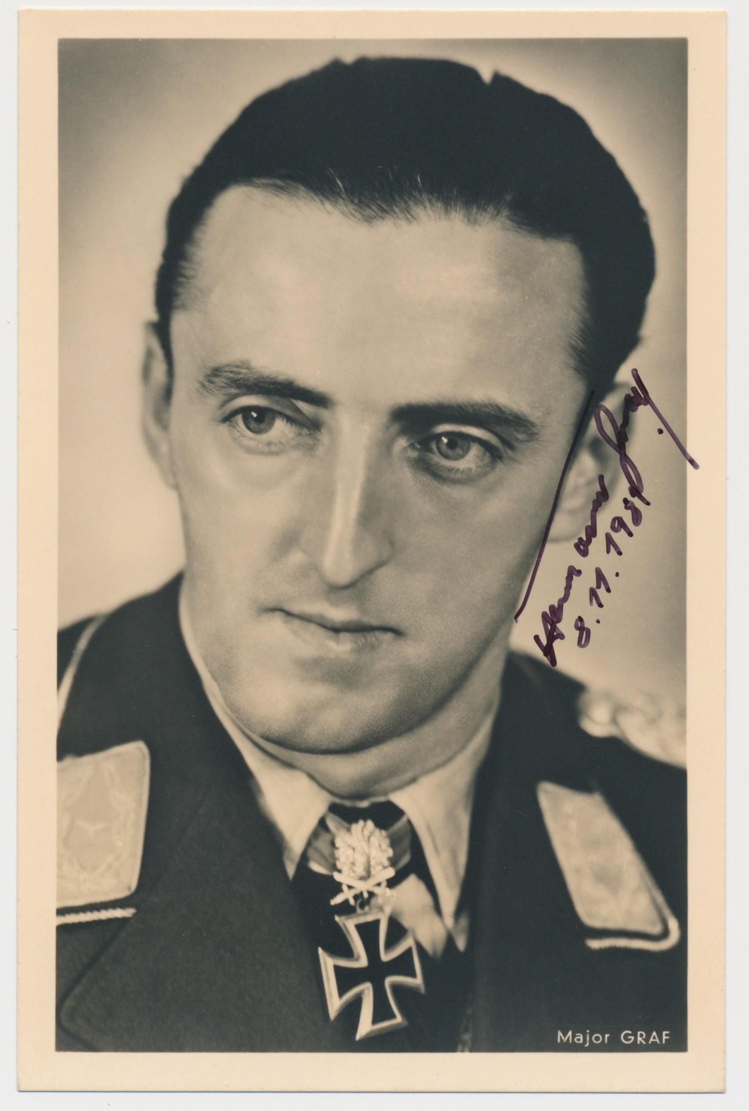 HERMANN GRAF: (1912 - 1988) Luftwaffe World War II fighter ace, served on both the Eastern and Western Fronts and credited with 212 victories, 202 of which were on the Eastern Front. First to achieve 200 aerial vic