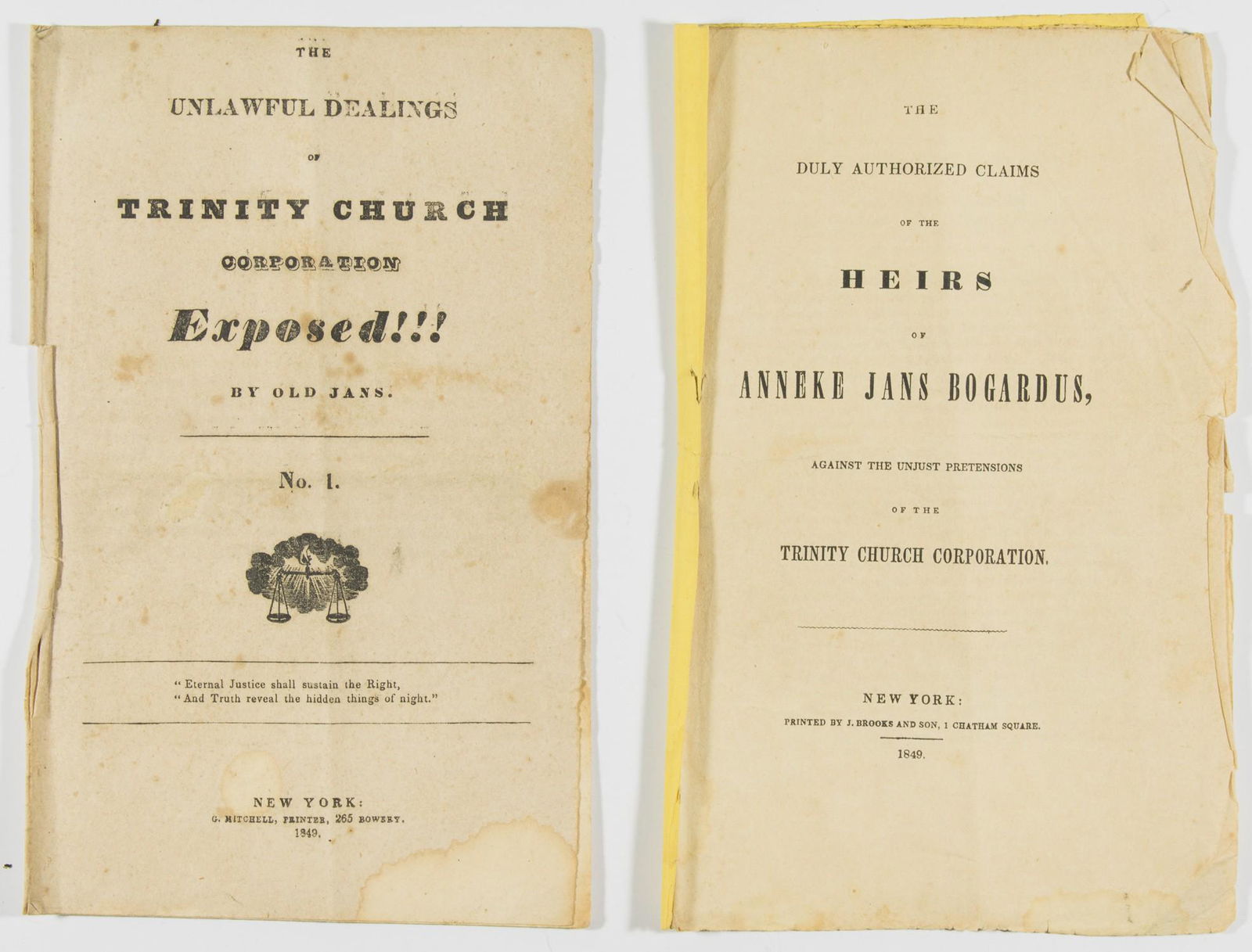 'TRINITY CHURCH' LAND DISPUTE PAMPHLETS (1 of 2)