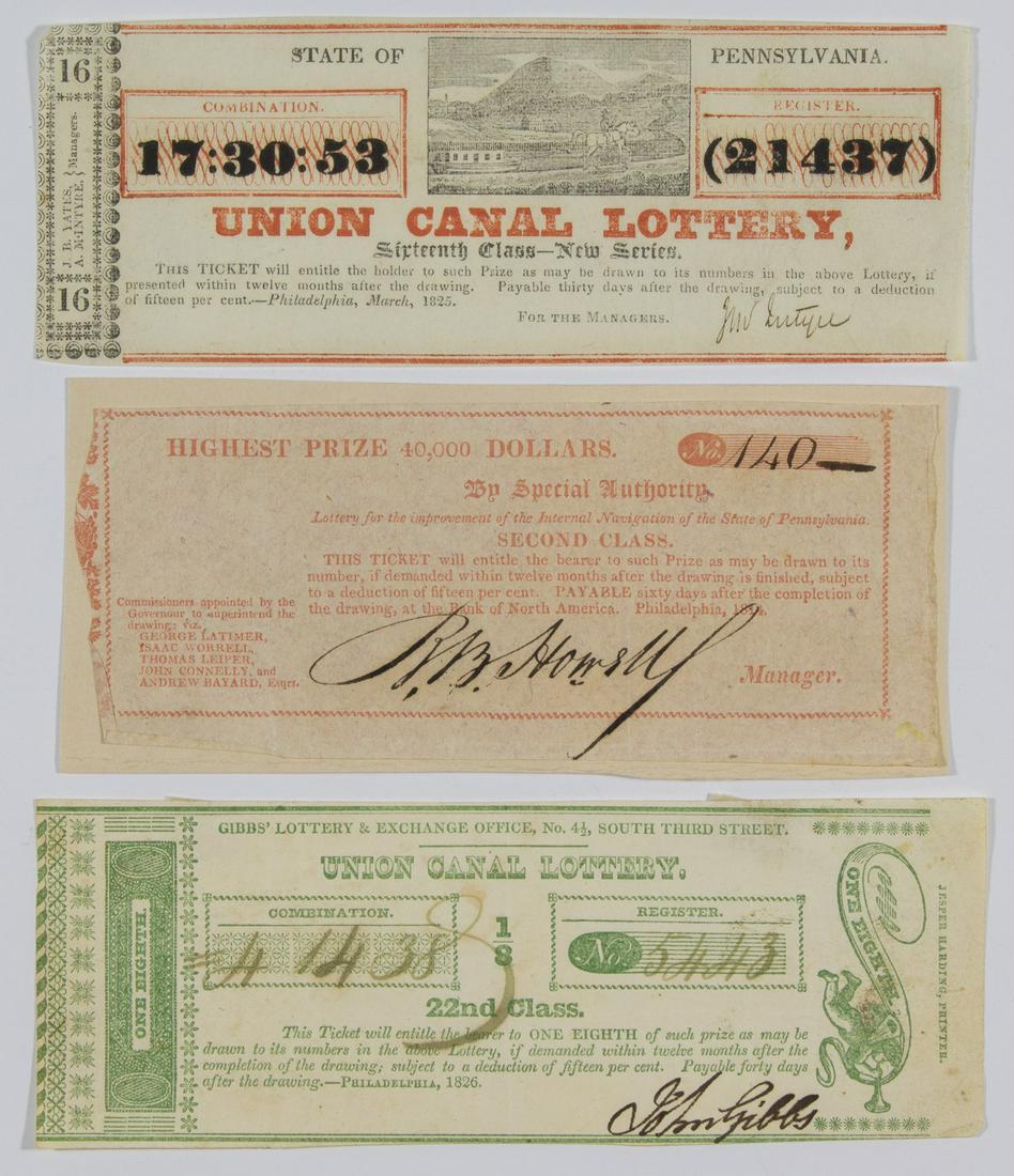 'UNION CANAL CO.' LOTTERY TICKETS (3) (1 of 1)