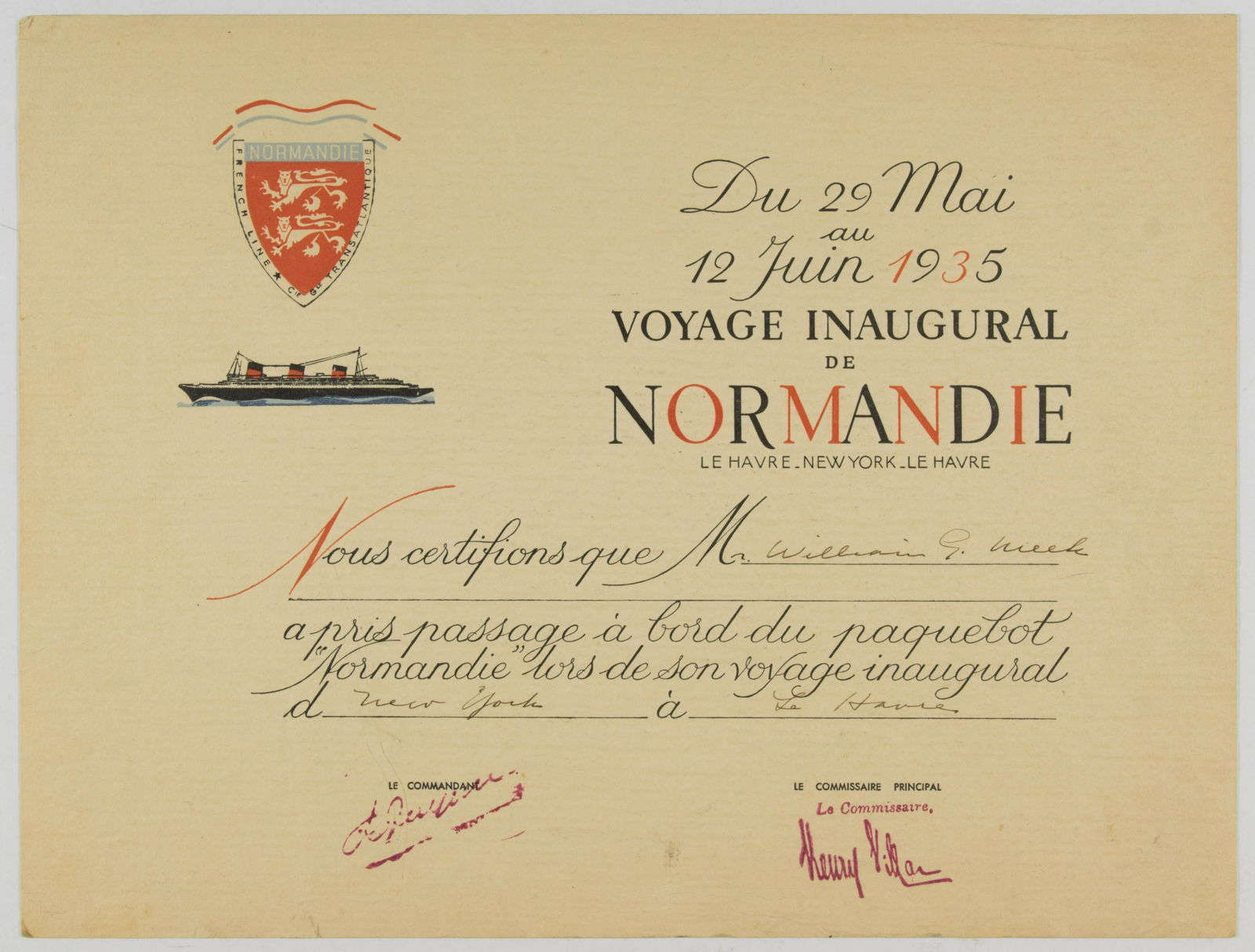 'MAIDEN VOYAGE OF THE NORMANDIE' (1 of 1)
