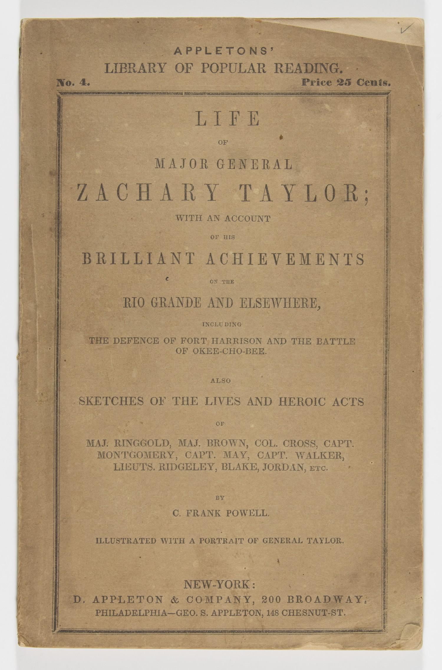 'LIFE OF ZACHARY TAYLOR' (1 of 2)