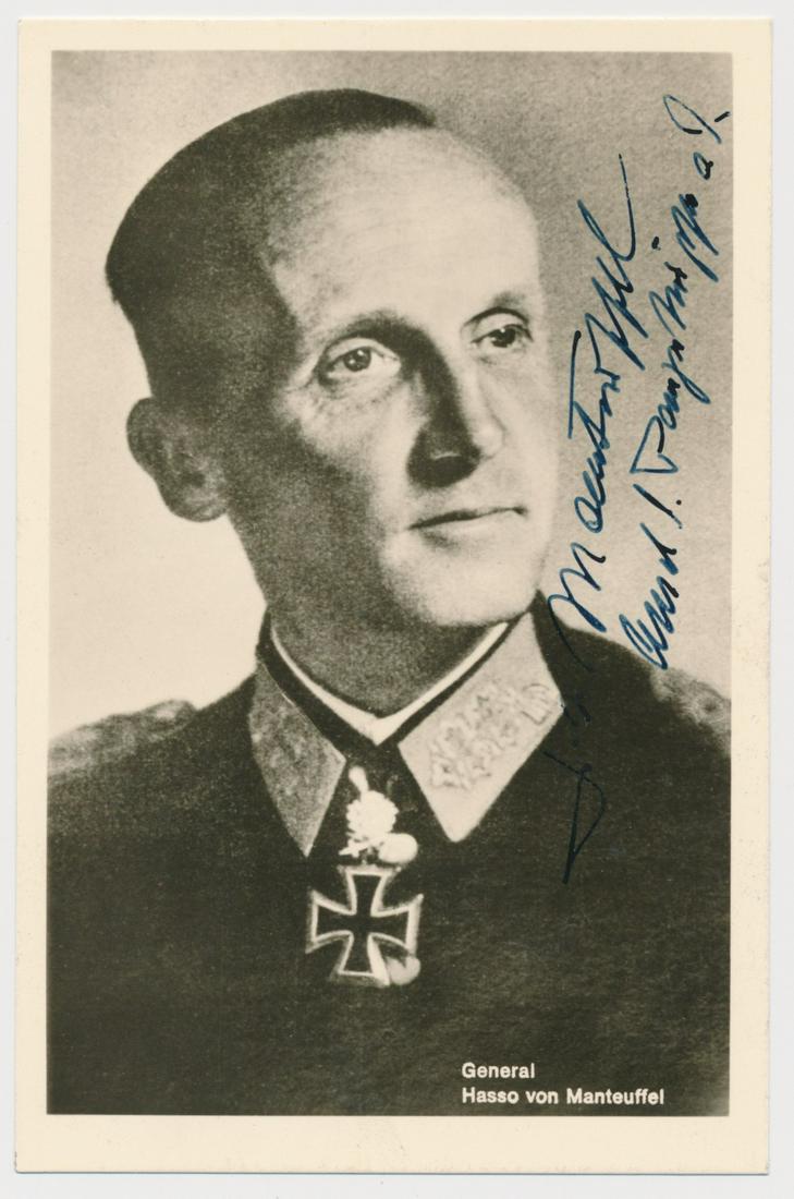 HASSO VON MANTEUFFEL: (1897-1978) Commander of the 5th Panzer Army which spearheaded the ill-fated Ardennes offensive of January 1945. After vainly requesting more help from a vacillating Hitler, he spoke despairingly of '