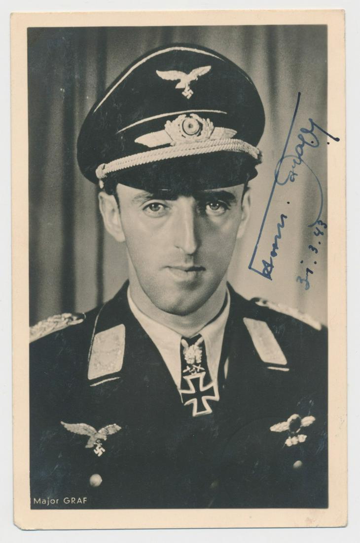 HERMANN GRAF: (1912 - 1988) Luftwaffe World War II fighter ace, served on both the Eastern and Western Fronts and credited with 212 victories, 202 of which were on the Eastern Front. First to achieve 200 aerial vic