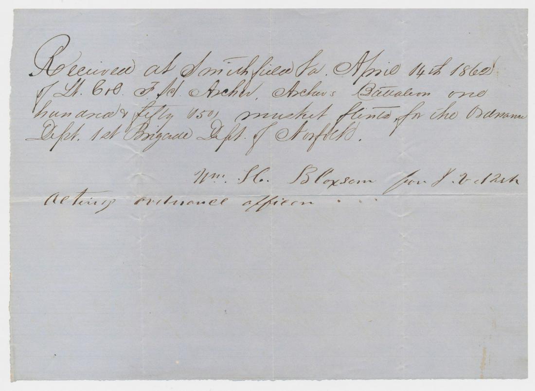 CONFEDERATE MUSKET RECEIPT (1 of 1)
