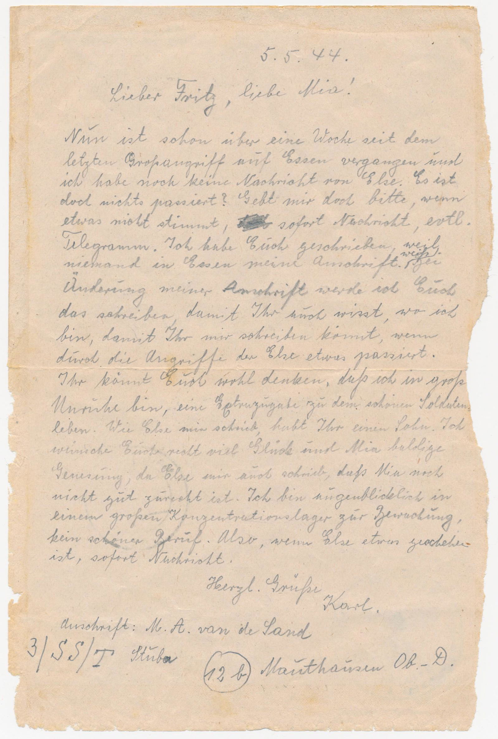 MAUTHAUSEN GUARD'S LETTER (1 of 2)