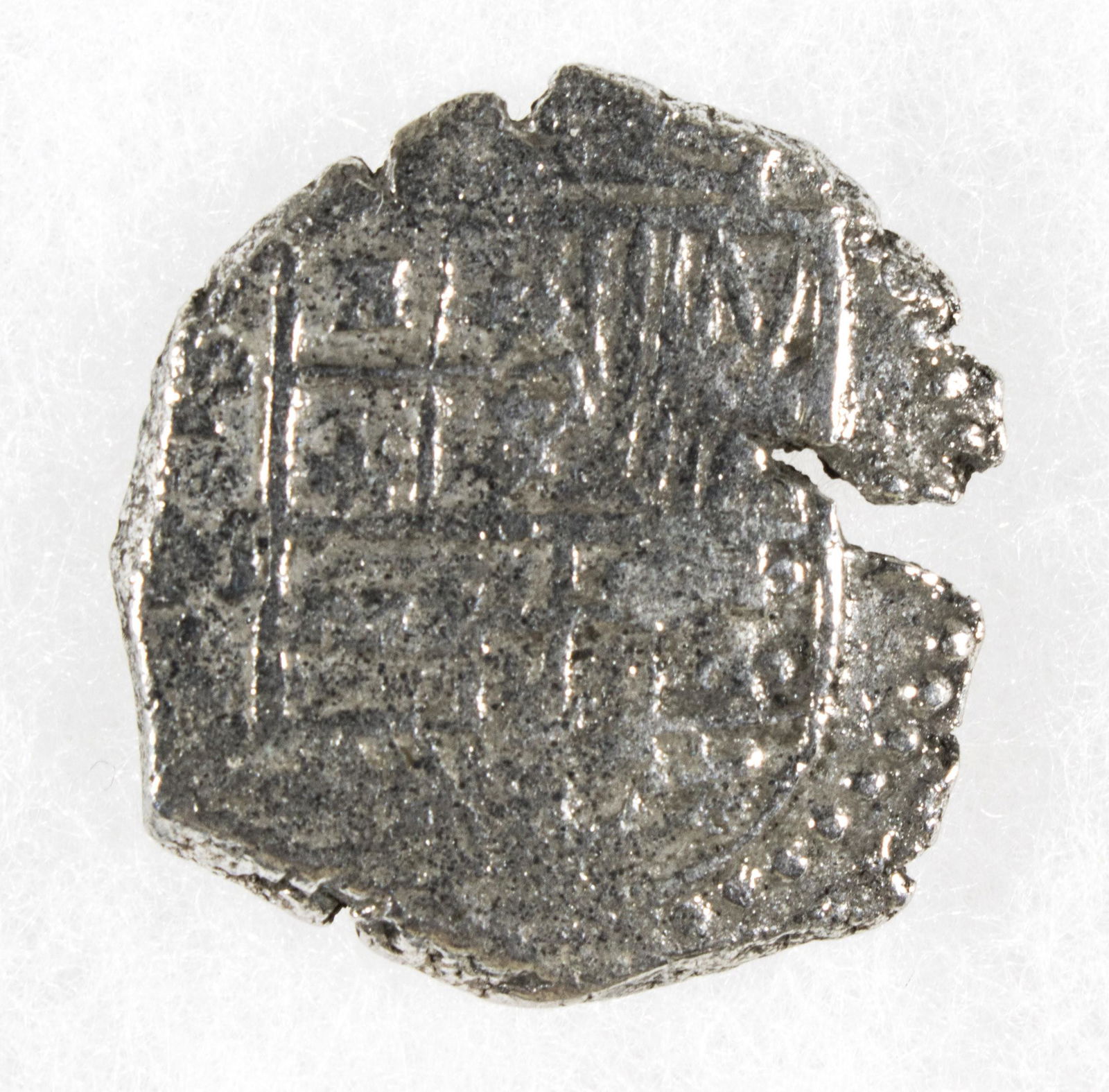 TWO REALE SILVER COIN FROM ATOCHA, WITH MEL FISHER CERTIFICATE (1 of 4)